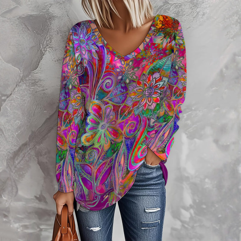 Camiseta vintage con estampado floral